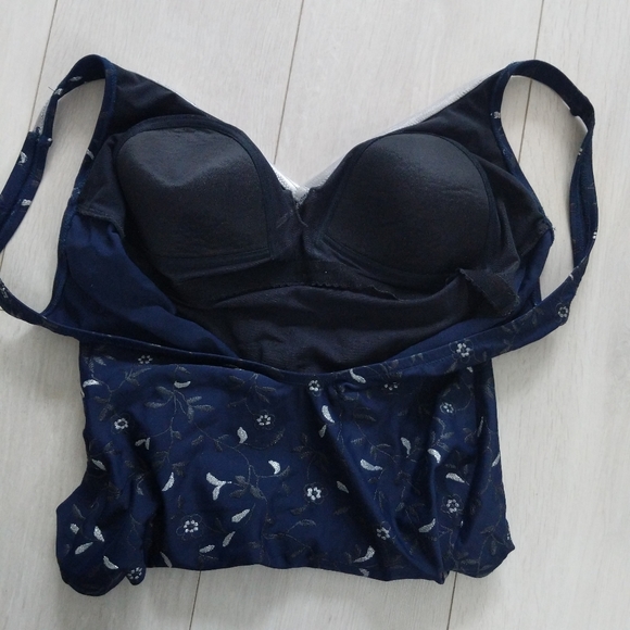 Vintage 90s Gottex Navy Floral Print One Piece Swimsuit - Picture 10 of 11